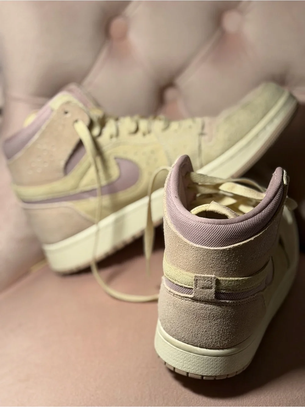 Air Jordan High Top Women’s Sneakers in Lavender, Cream & Light Grey Suede